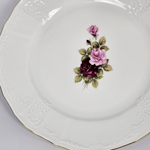 Bernadotte Vintage Embossed China Salad Plate with Roses, Gold Trimmed, EUC,8.5" - Picture 2 of 6